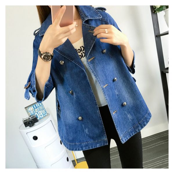 Sezina™ – Stylischer Denim-Cape-Mantel