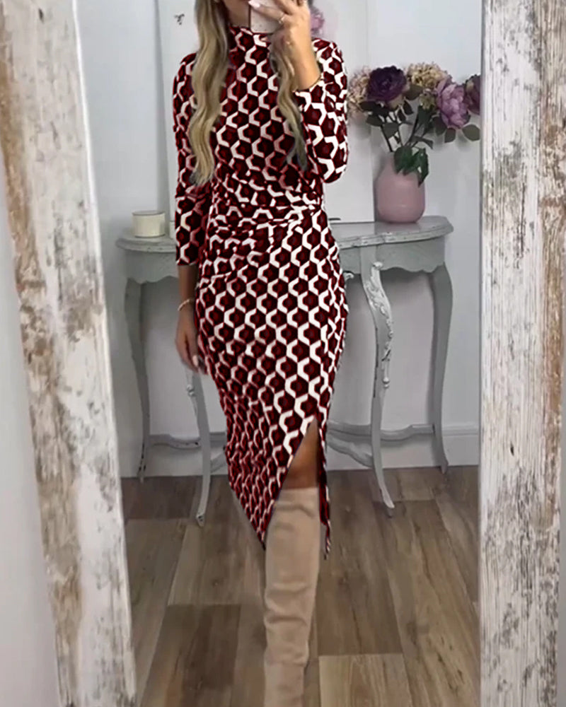 Donna™ - Bequemes bedrucktes Schlitzkleid