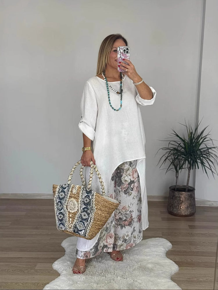 Regina™ – Elegantes Casual Baumwoll und Leinen-Set