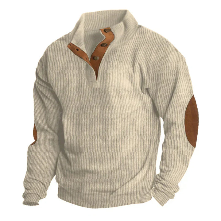 Stefano - Gerippter Knopf-Herrenpullover