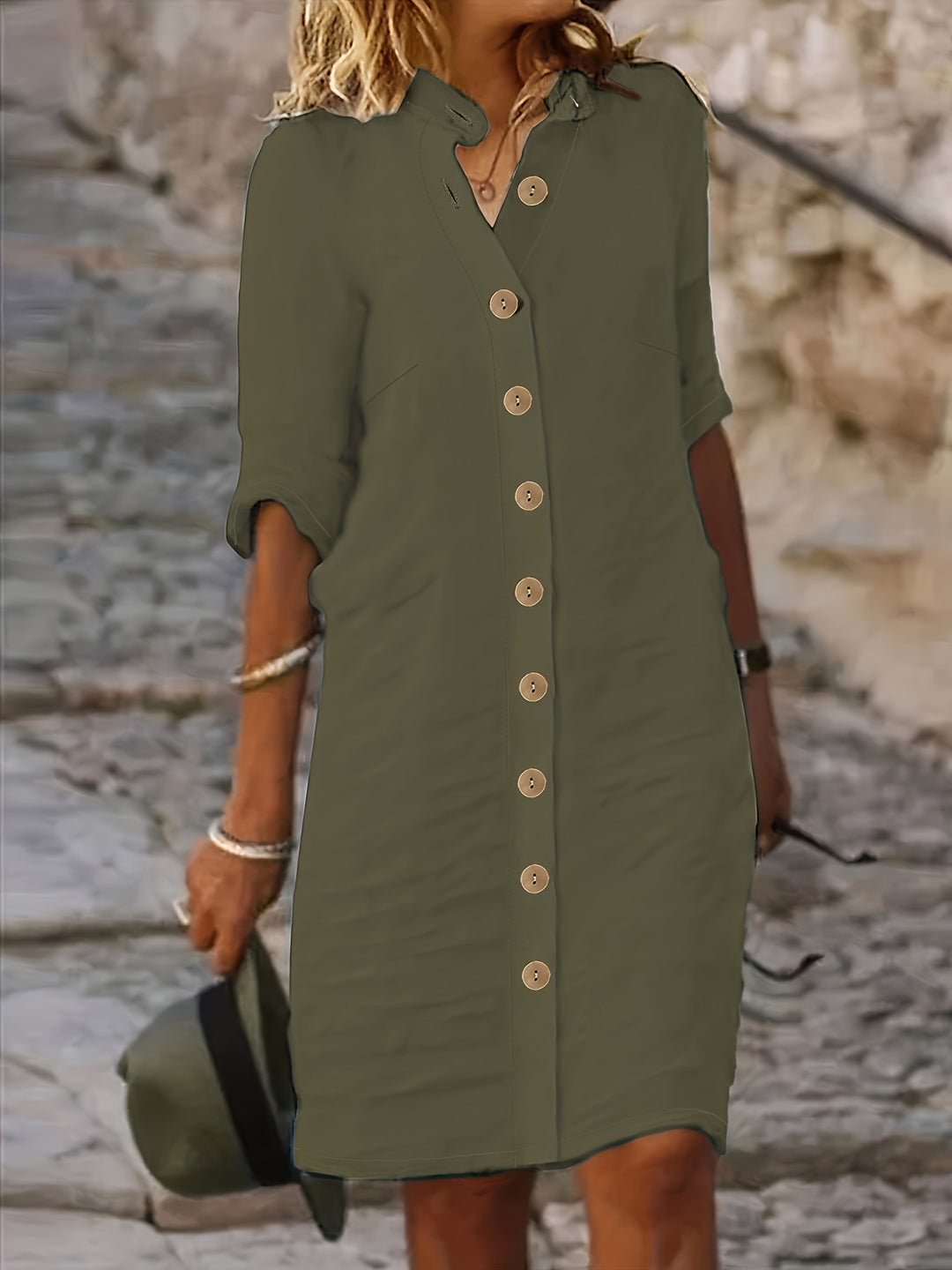 Hannah™ - Lässiges Kleid mit Knopfleiste