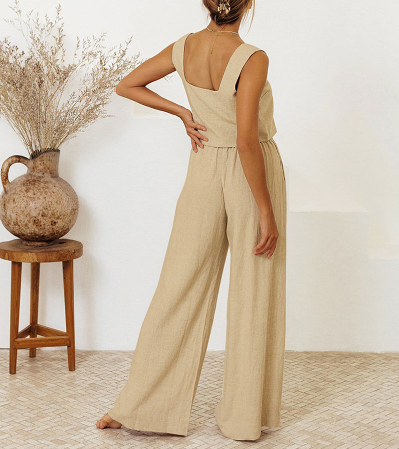 Megan™ - Minimalistisches Top und weite Hose Set