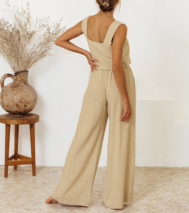 Megan™ - Minimalistisches Top und weite Hose Set