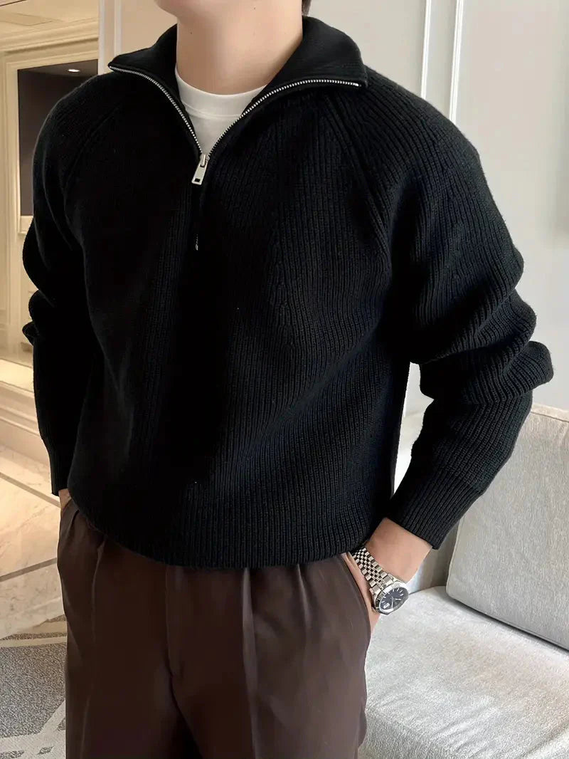 Brit & Boho™️ | Ethan Klassischer Strick-Zipper