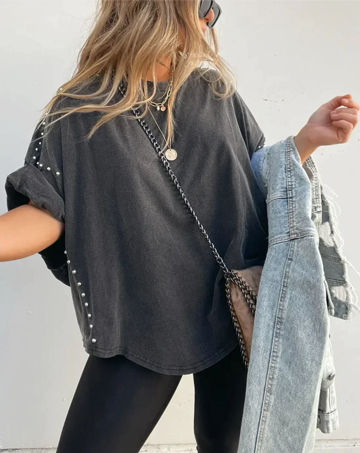 Isabelle™ - Oversized T-Shirt mit Nieten