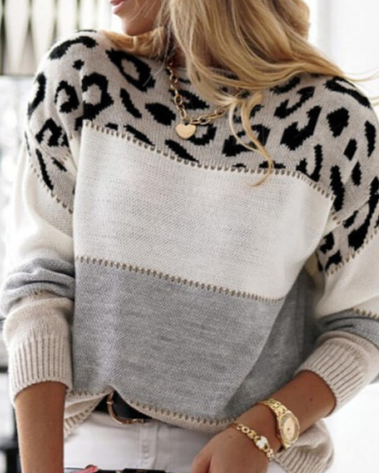 Zoe - Farbblock Leopard Pullover