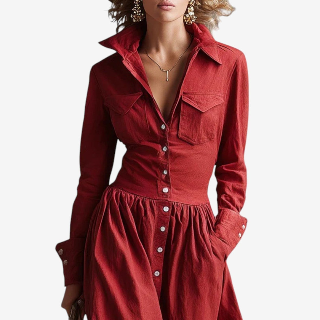 Janine™ Elegantes Knopfkleid