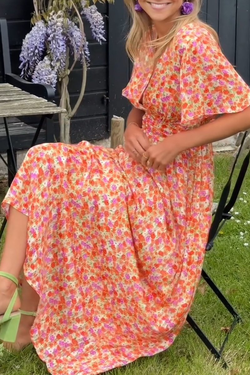Pauline – Langes Kleid mit Blumenmuster