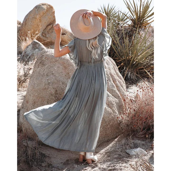 Sara™ Maxi Grün/Graue Ibiza Kleid