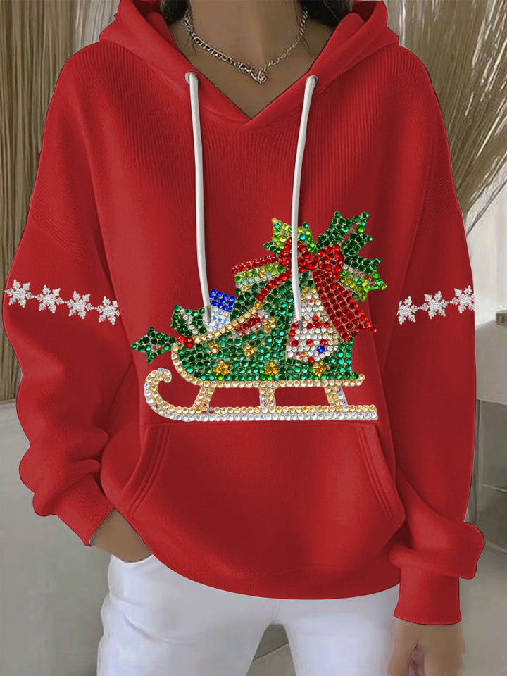 Damen Weihnachtsdruck Freizeit Hoodie