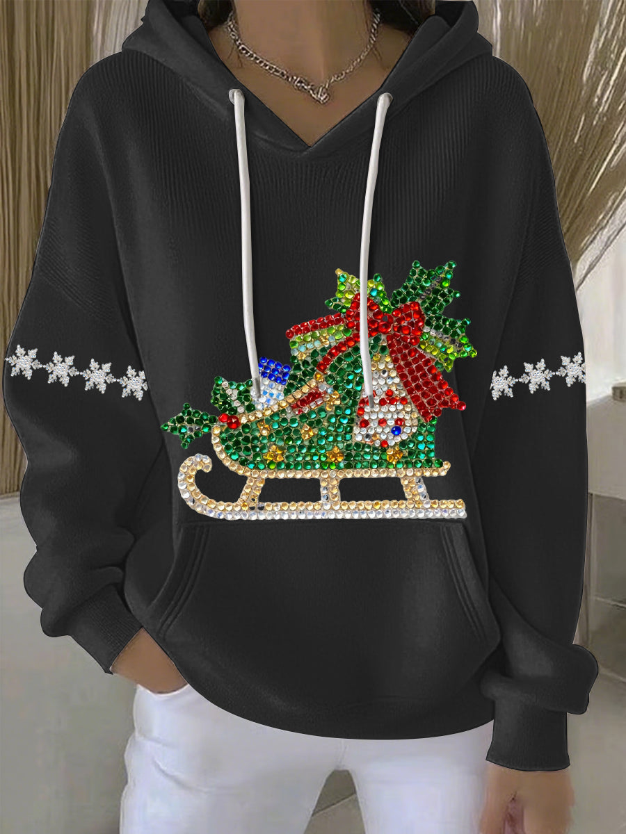Damen Weihnachtsdruck Freizeit Hoodie