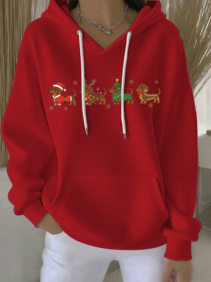 Damen Weihnachtlicher Druck Freizeit Hoodie