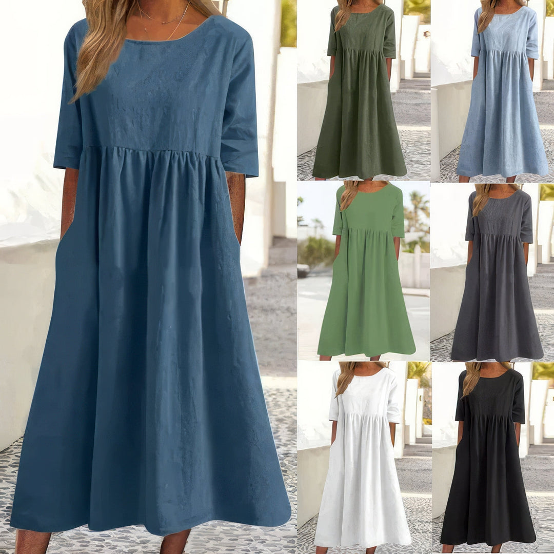 Maikee™ - Baumwollkleid mit Rundhalsausschnitt und Taschen