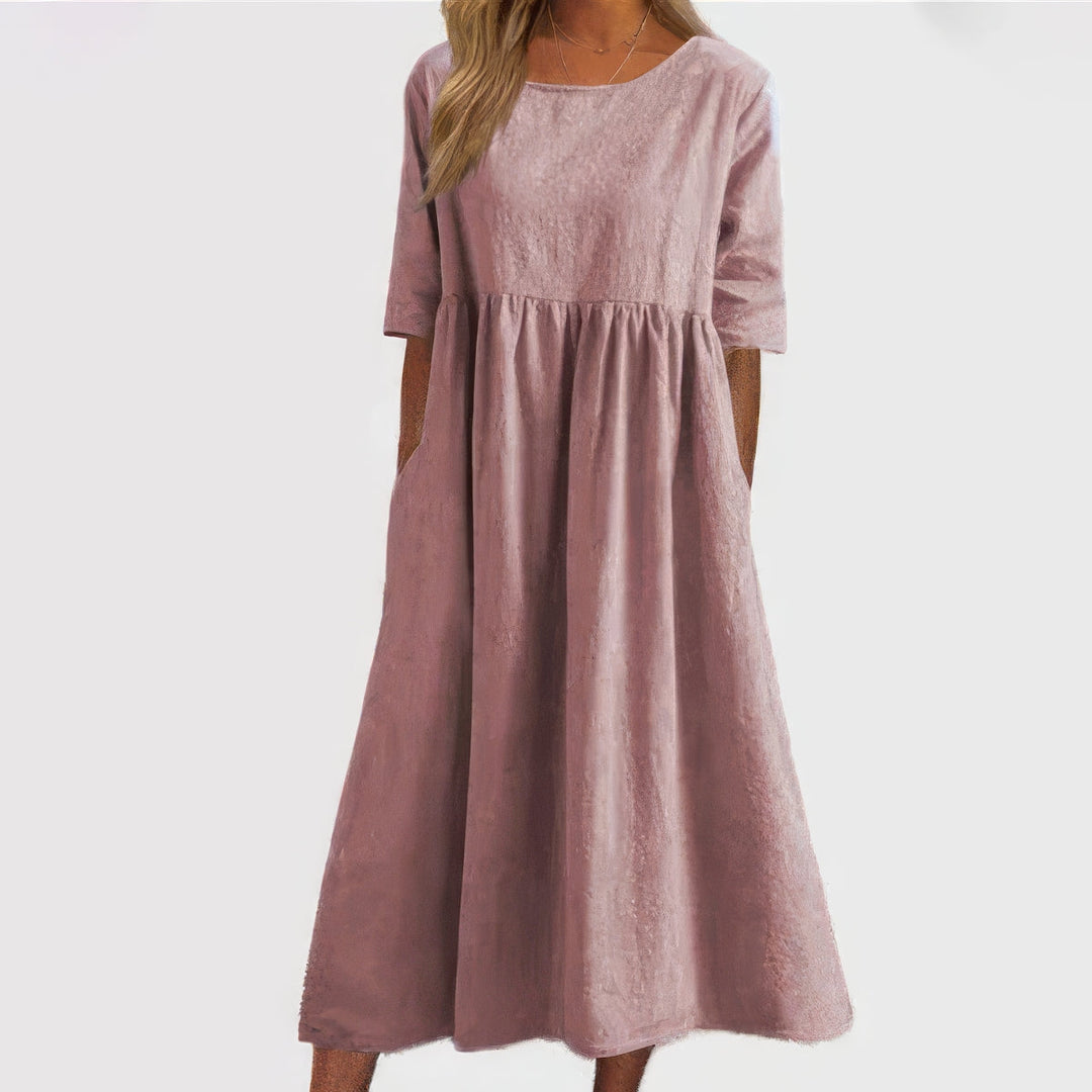 Maikee™ - Baumwollkleid mit Rundhalsausschnitt und Taschen