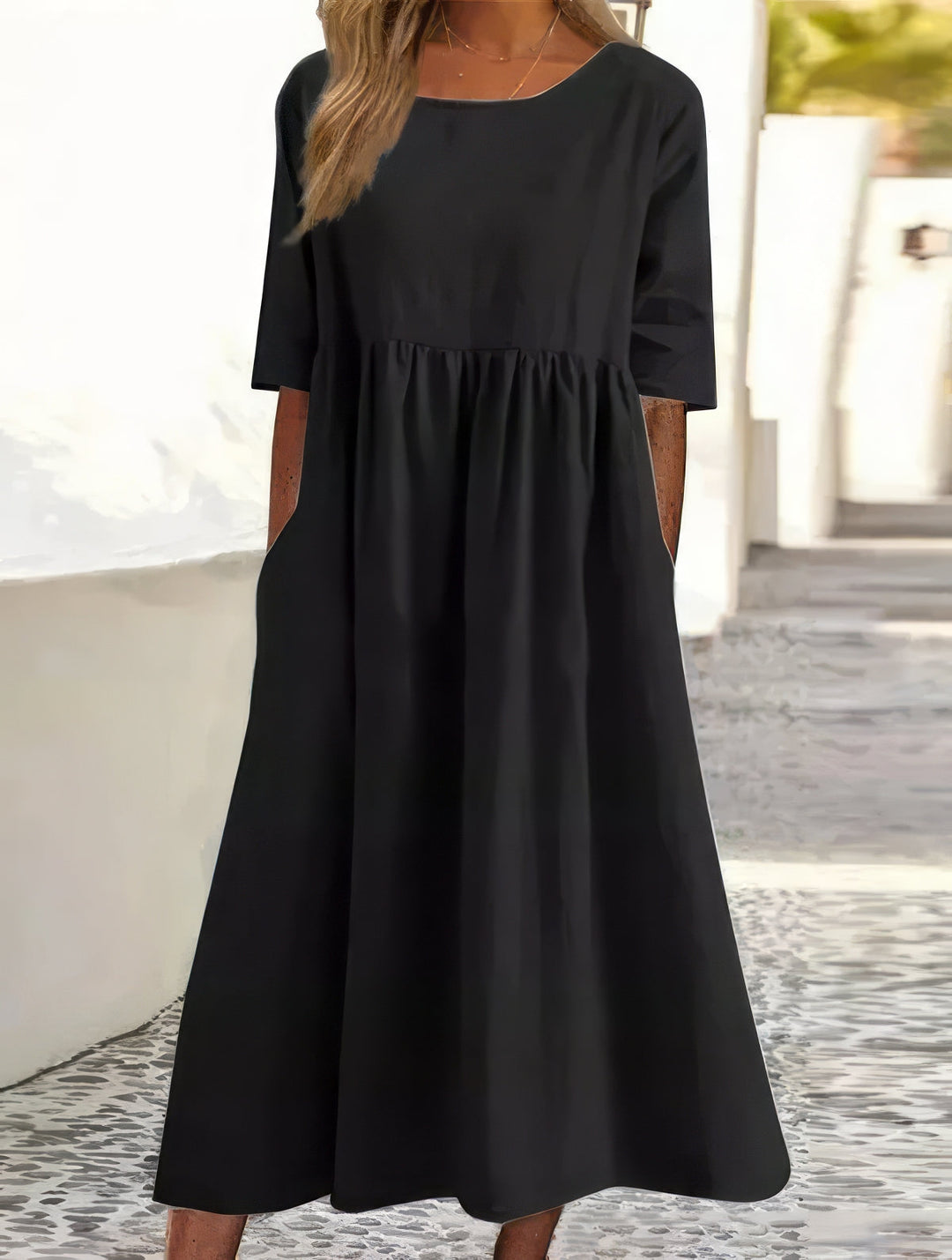 Maikee™ - Baumwollkleid mit Rundhalsausschnitt und Taschen